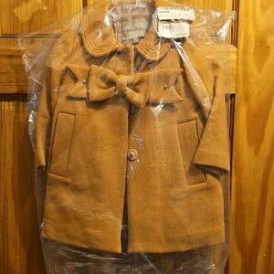 Tan Bow-Accent Coat